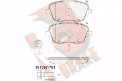 R BRAKE rb1597701 -  Комплект тормозных колодок, дисковый тормоз